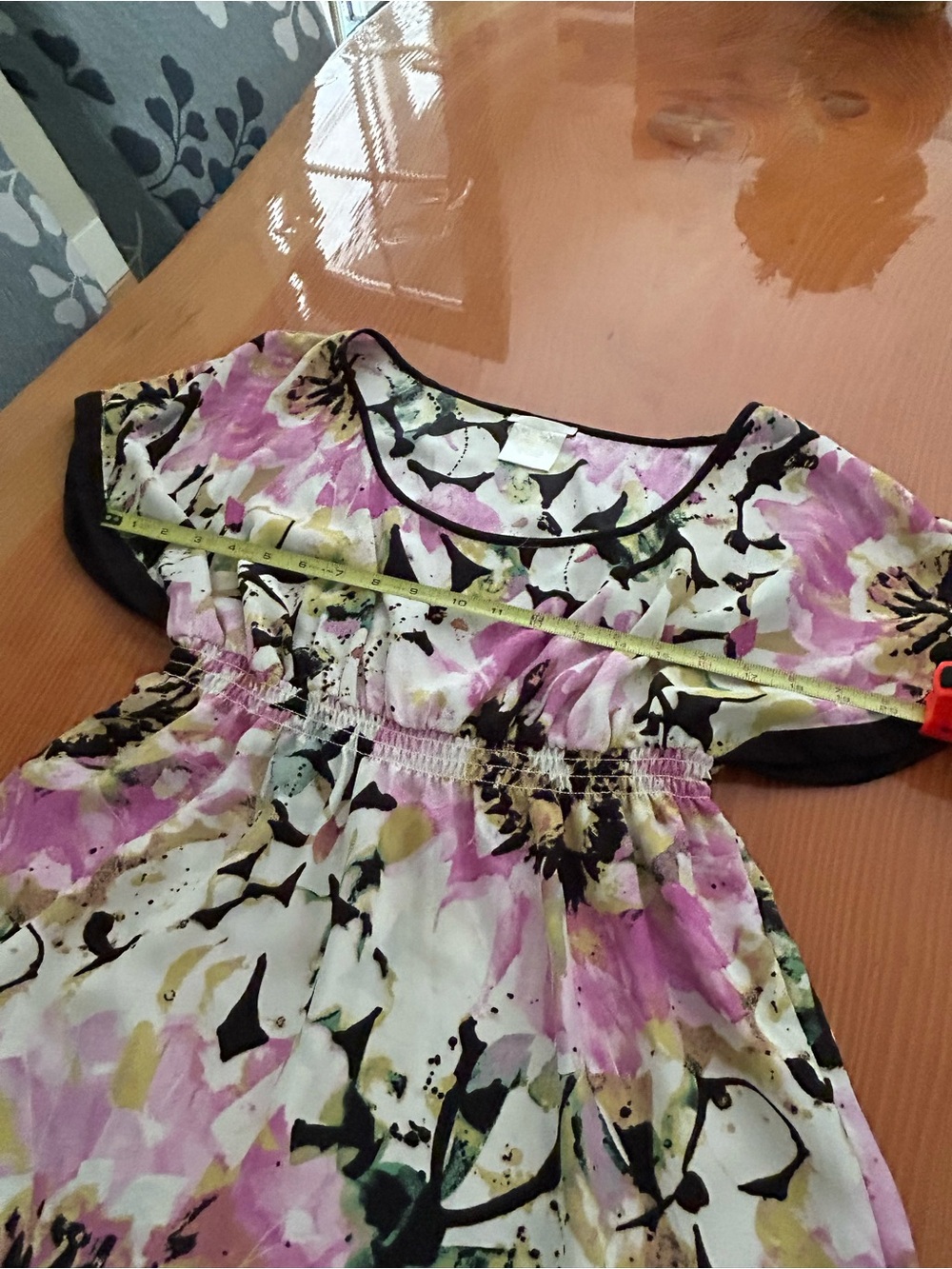 Matty M Tunic Pink, Green & Black Floral Short Sleeve - Picture 4 of 8
